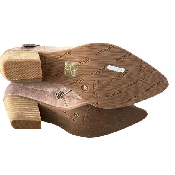 New Antelope Meli Western Pointed Toe Suede Ankle Boots Demi Blush 40 US 9-9.5 - Picture 5 of 5